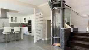 Retrofit home elevator, shaft location